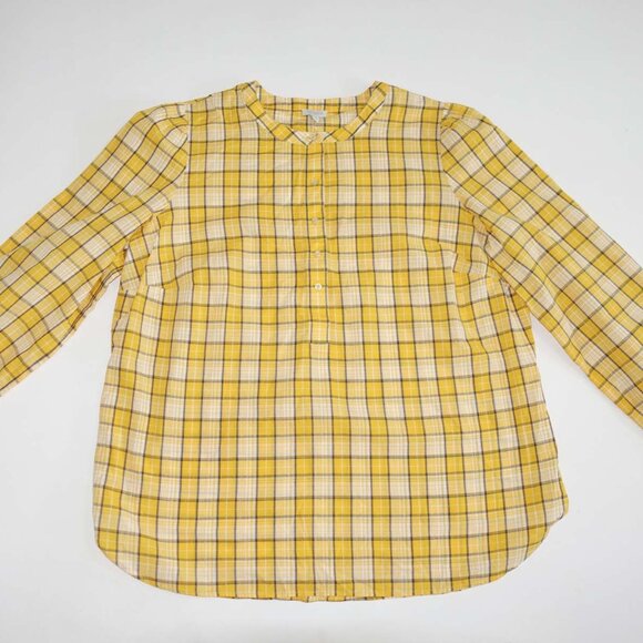 Talbots Womens Blouse Size 1X NWT Long Sleeves Yellow White 100% Cotton Pullover - Picture 1 of 6